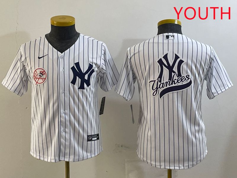 Youth New York Yankees Blank White Stripe Game 2025 Nike MLB Jersey style 21->youth mlb jersey->Youth Jersey
